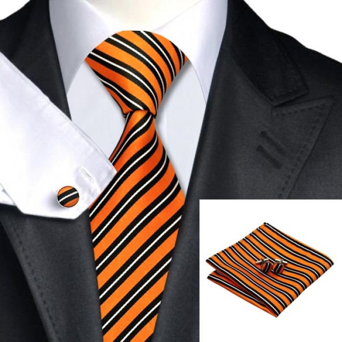 Набір краватки помаранчевий у смужку