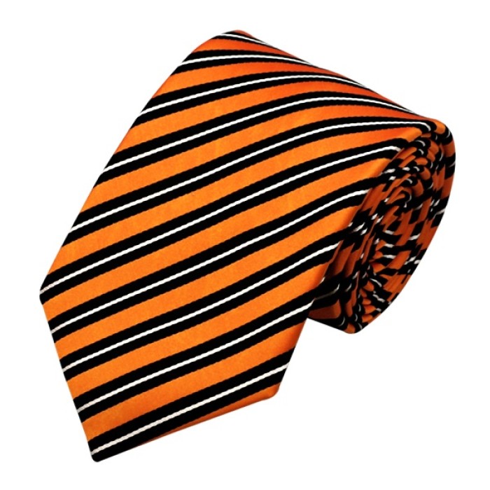 Набор галстук оранжевый в полоску