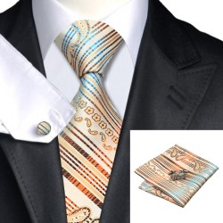 Набір краватки кремовий з бежевим та коричневим
