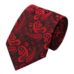 Черный с красными абстракциями набор галстук с платком и запонками