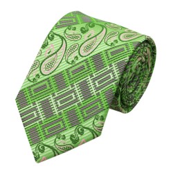 Подарочный галстук салатовый с абстракциями