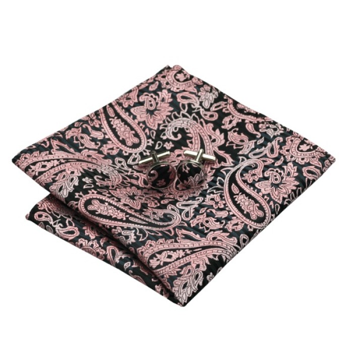 Подарочный галстук черный в розовых абстракциях