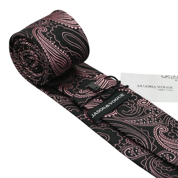 Подарочный галстук черный с розовыми абстракциями