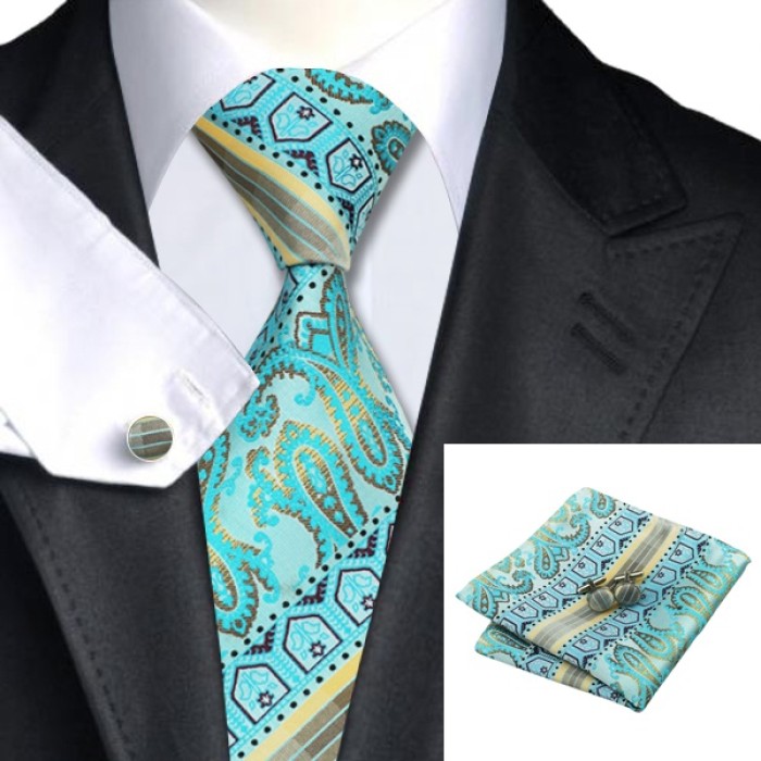 Подарункова краватка бірюзова з капучіно