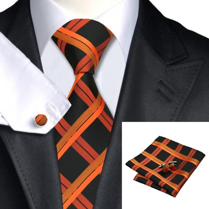 Подарочный набор черный в оранжевые полоски