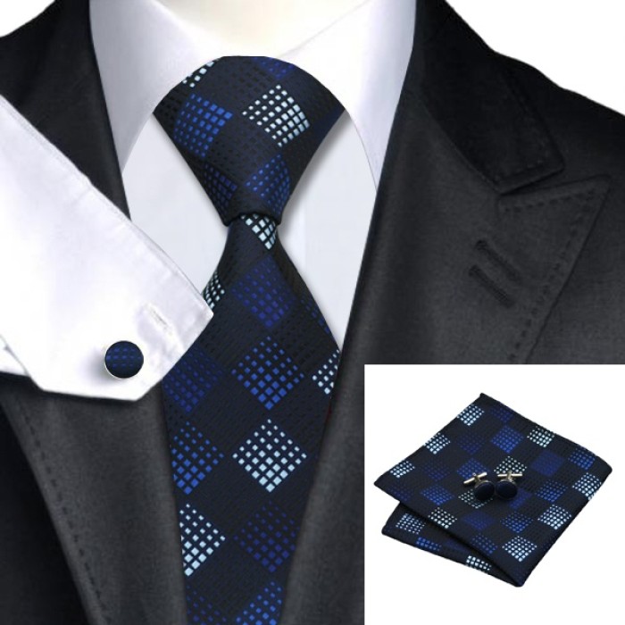 Набор галстука с оттенками синего цвета