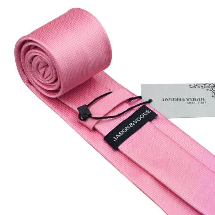 Краватка рожева класична + платок і запонки