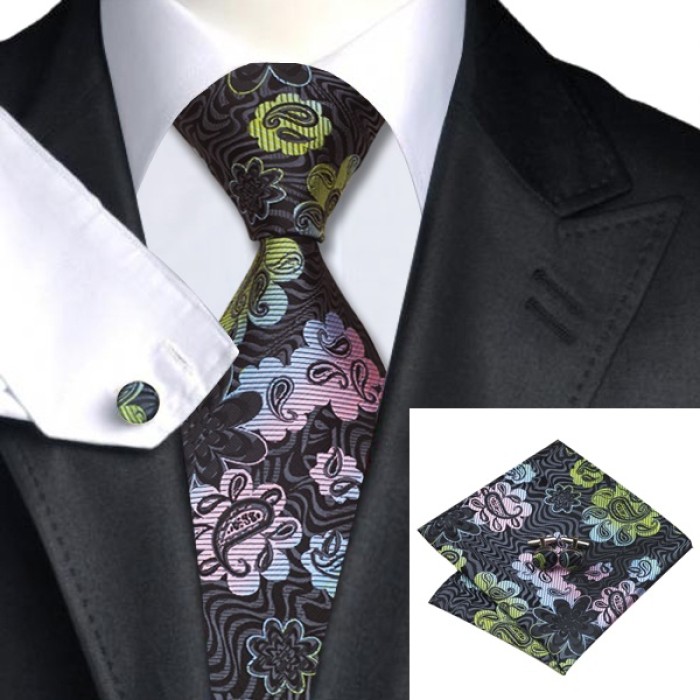Подарункова краватка темно-сіра з абстракціями