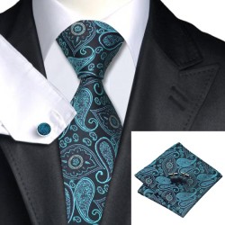 Подарочный галстук бирюзовый с фиолетовым 02