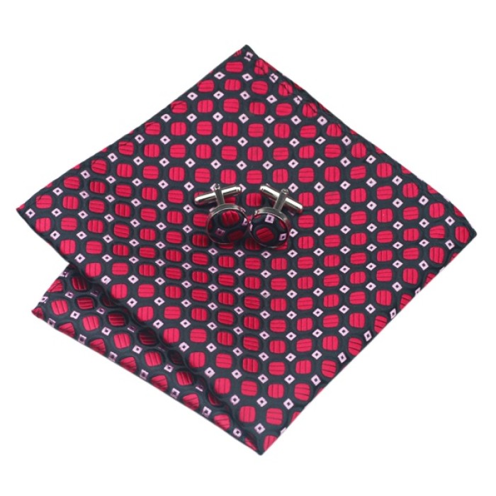 Подарочный набор черный с красными и розовыми квадратиками