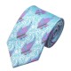 Подарункова краватка бірюзова у фіолетовий листочок