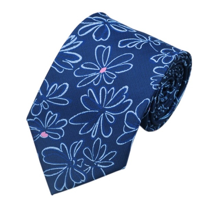 Подарункова краватка синя у квітку