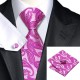 Краватка фіолетова в абстракціях + запонки та хустка
