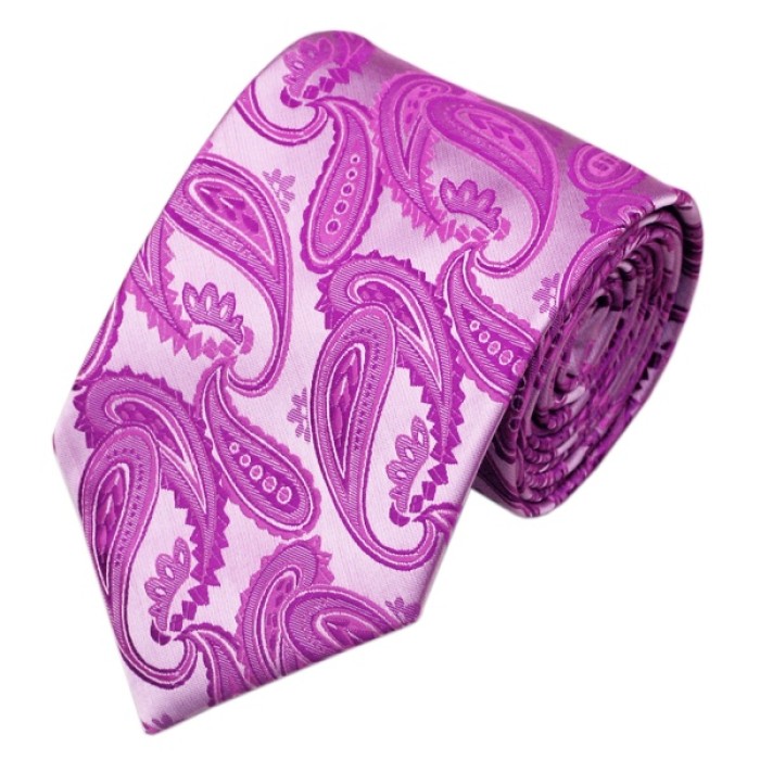 Галстук фиолетовый в абстракциях +запонки и платок