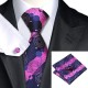 Краватка темно-синя з рожевим/фуксія квітами в кружечок