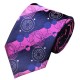 Краватка темно-синя з рожевим/фуксія квітами в кружечок