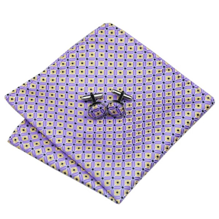 Подарунковий набір фіолетовий в жовтий квадратик з чорним