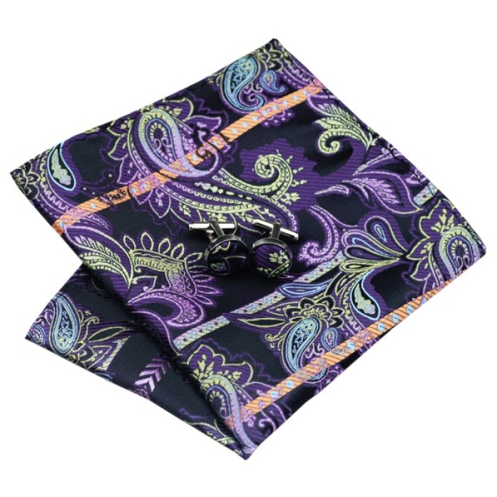 Краватка фіолетова з різнокольоровими абстракціями