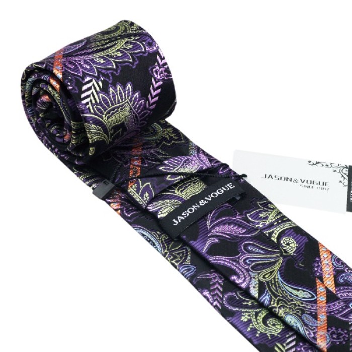 Краватка фіолетова з різнокольоровими абстракціями