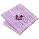 Краватка рожева в блакитну смужку + хустка та запонки