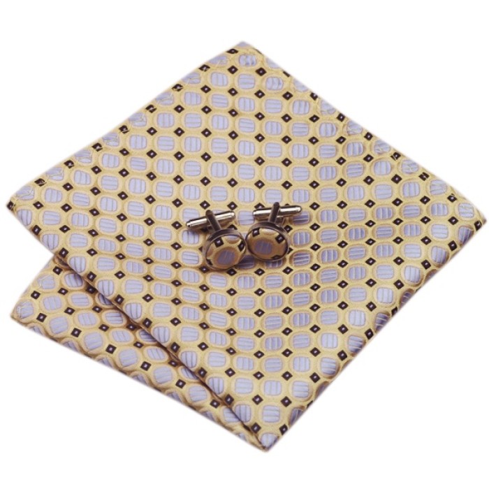 Подарочный галстук капучино в квадратик с голубым