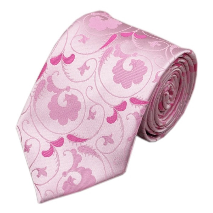 Галстук розовый с лепестками +запонки и платок