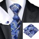 Краватка синя в абстракціях + платок і запонки