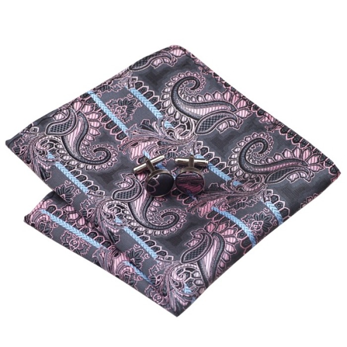 Краватка сіра з рожевими та блакитними смужками
