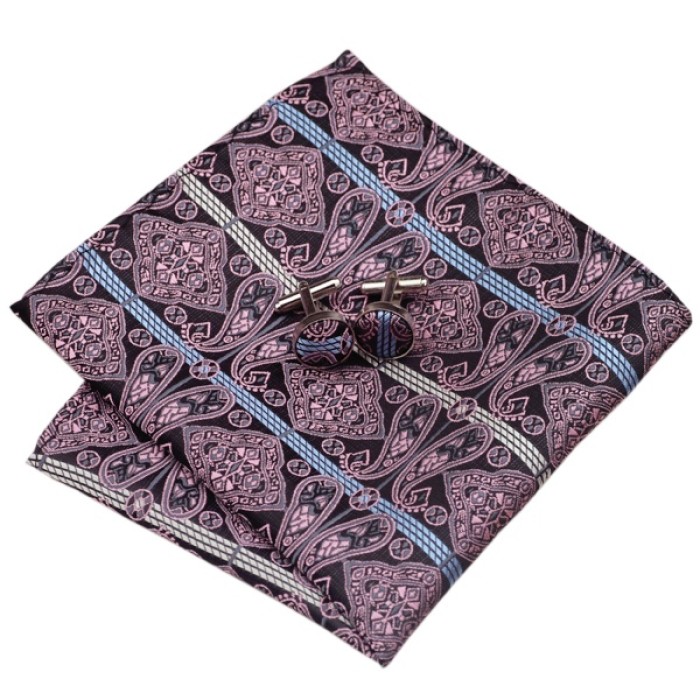 Подарункова краватка рожева з чорним і смужкою