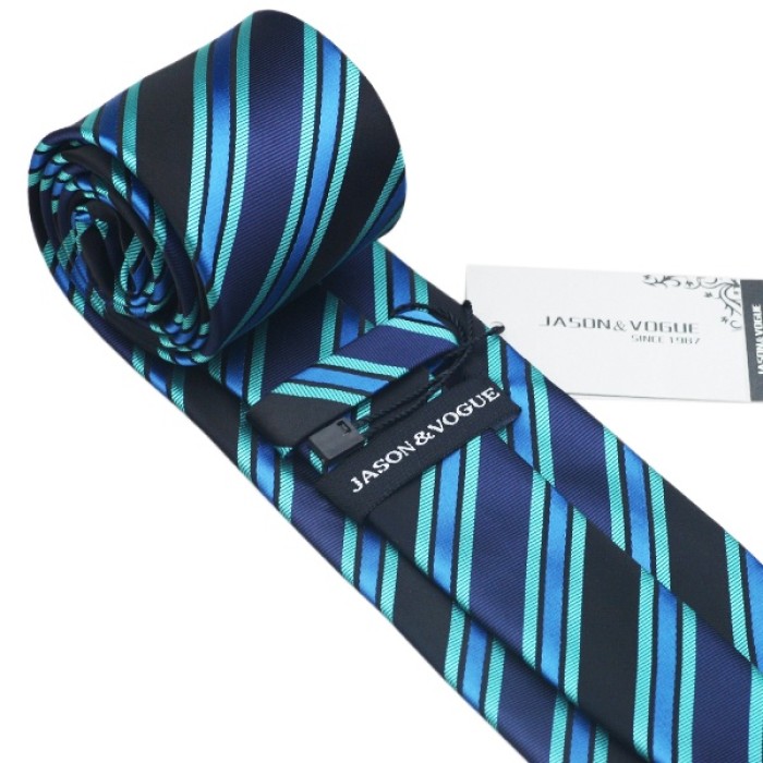Подарочный галстук темная бирюза в полоску