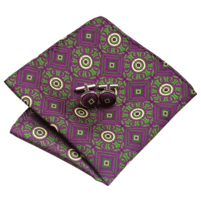 Подарункова краватка баклажанова з зеленим