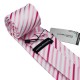 Краватка рожева в смужку з хусткою та запонками