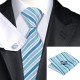 Краватка подарунковий бірюзовий з блакитним у смужку 03