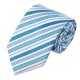 Краватка подарунковий бірюзовий з блакитним у смужку 03