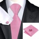 Галстук розовый классический пошив в полосочку +платок и запонки