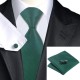 Краватка темно-зелена з хусткою та запонками