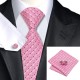 Галстук розовый в квадратик +запонки и платок