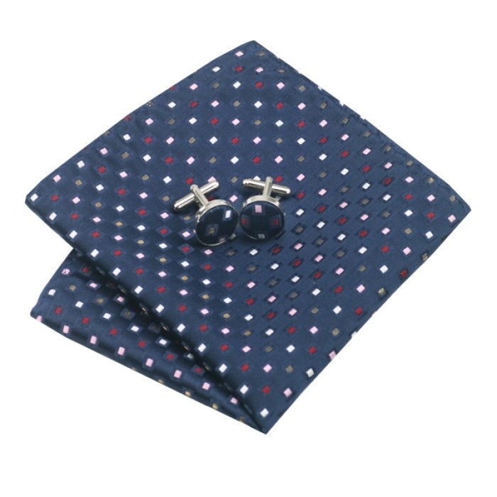 Подарочный галстук темно-синий с оригинальными квадратиками