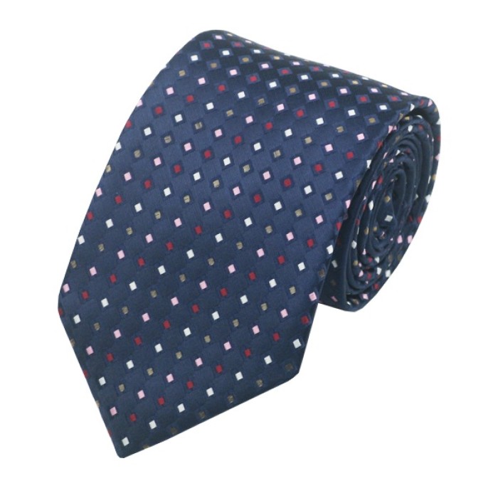 Подарочный галстук темно-синий с оригинальными квадратиками