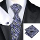 Краватка з запонками та хусткою сіра зі сиреневим