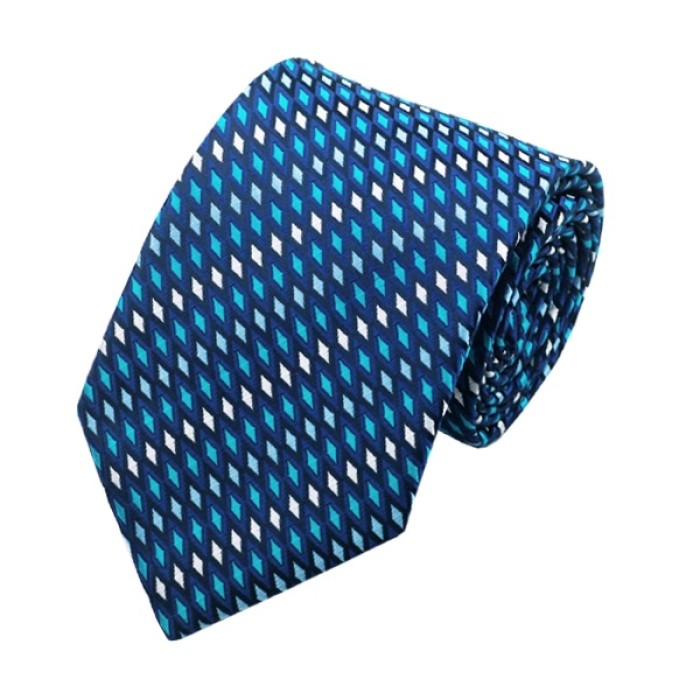 Подарочный галстук бирюзовый в ромбик 