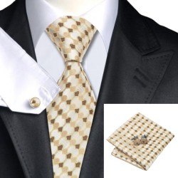 Подарочный галстук коричневый с бежевым