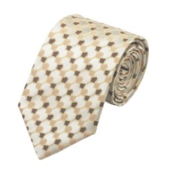 Подарочный галстук коричневый с бежевым