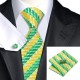 Подарочный галстук зеленый с желтым в полоску