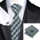 Краватка з хусткою та запонками чорно-білий у решітку