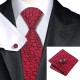 Галстук красный с дизайном трещин + платок и запонками