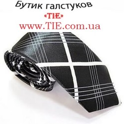Краватка вузька чорна з білими смужками