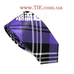 Краватка вузька фіолетова з чорними та білими смужками