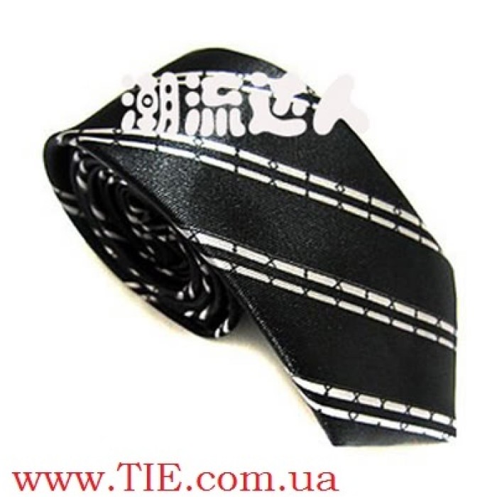 Краватка чорна з білими смужками 00218