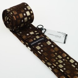 Краватка з відтінками коричневого кольору в кубик
